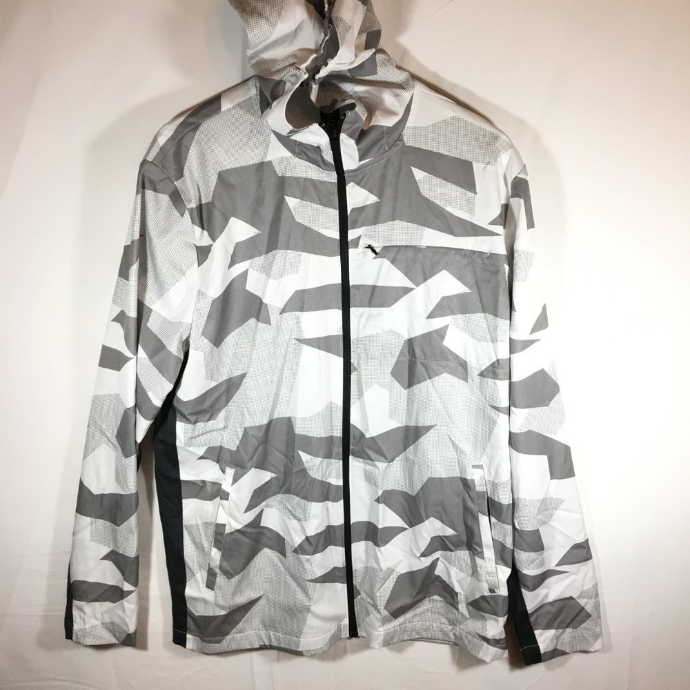 MSX Michael Strahan Jacket White Gray Men's Size M Hooded Chest Pocket Light